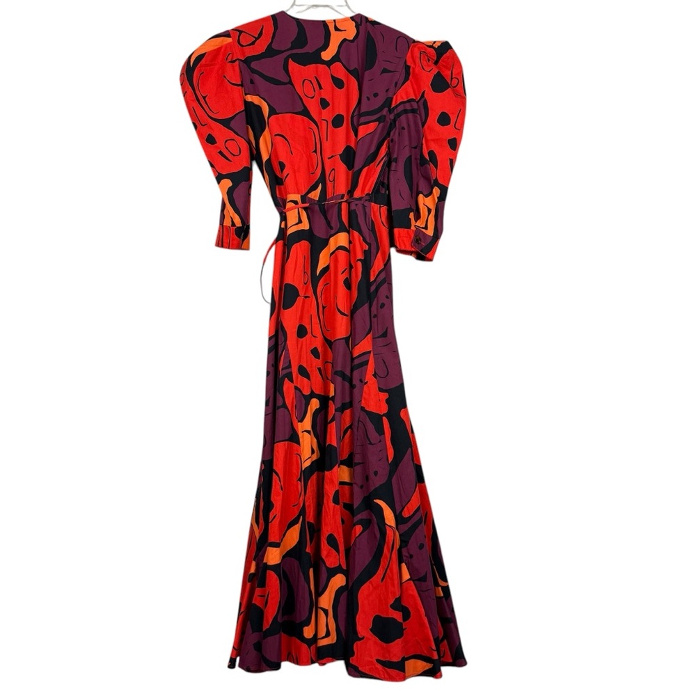 Tuckernuck De Loreta Puff Sleeve Printed Wrap Cotton Dress - Picture 4 of 8
